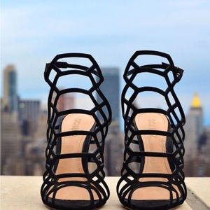 juliana sandals Schutz black block heel Suede